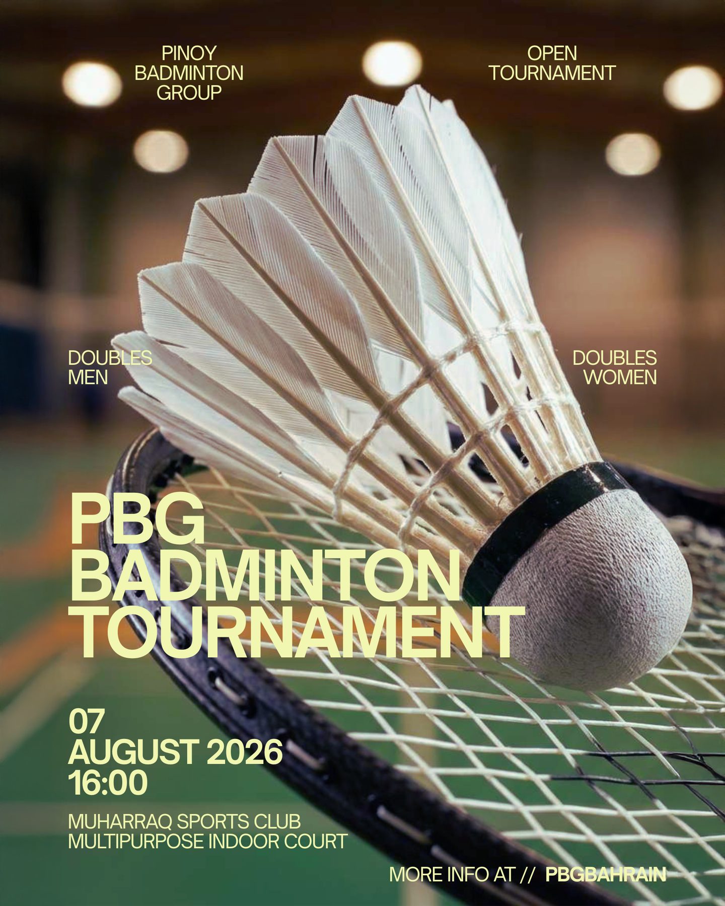 PBG badminton tournament poster